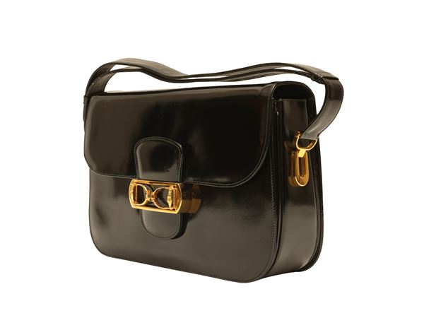 Borsa a spalla in pelle spazzolata nera