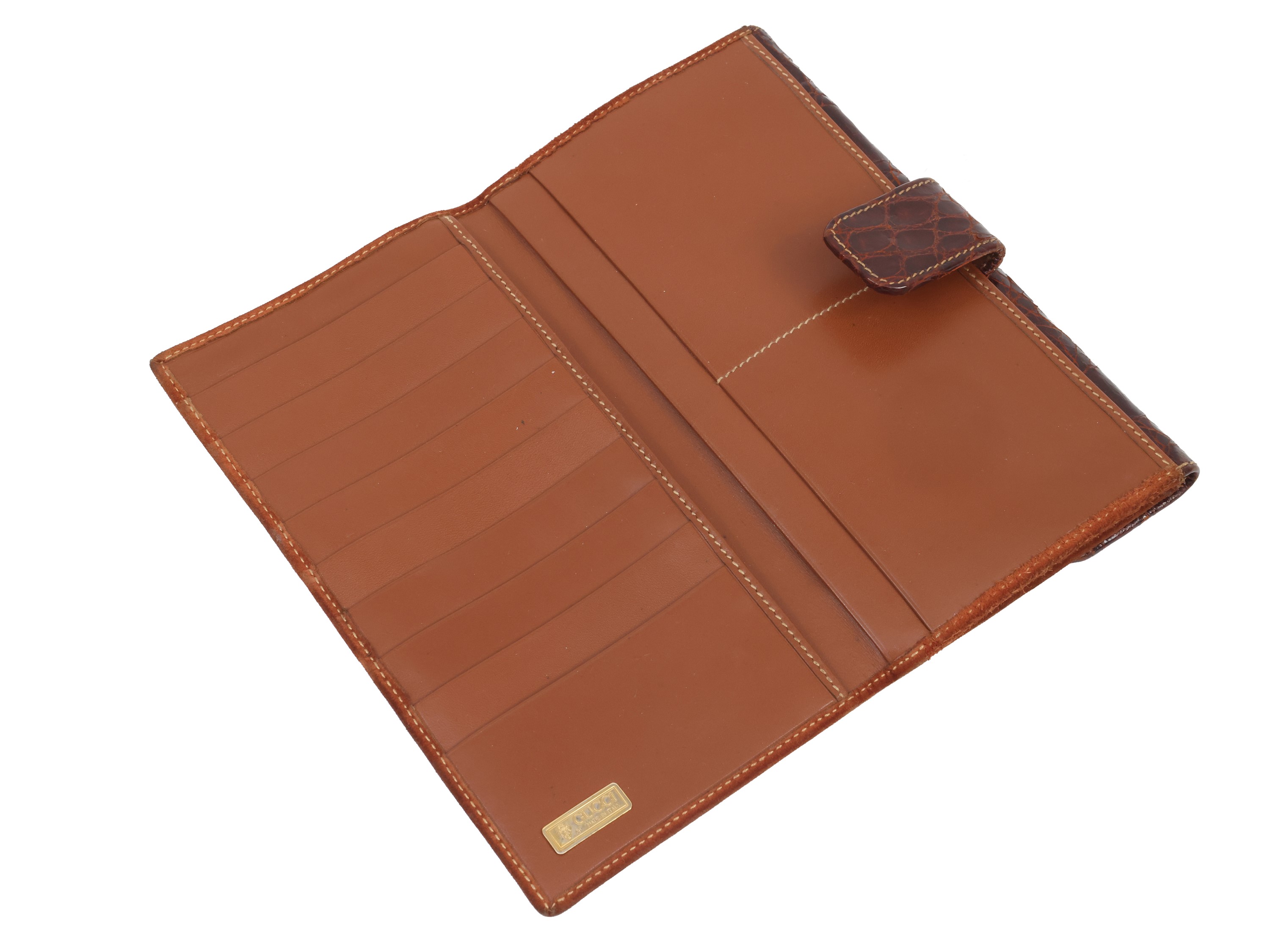 Gucci - Portafoglio in Suede e Pelle Stampa Cocco Marrone Bruciato