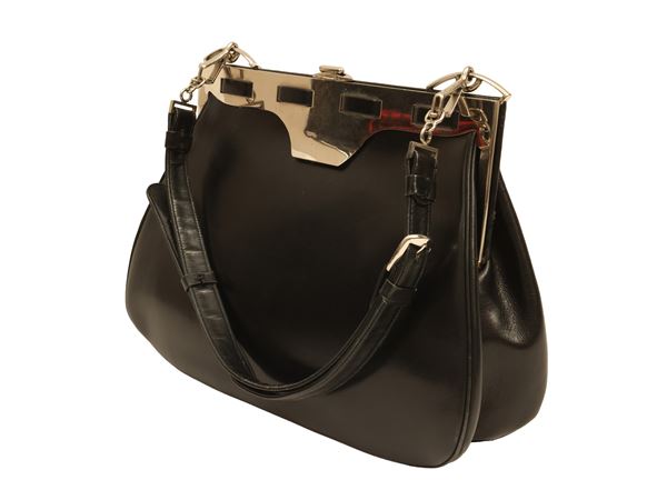 Borsa a tracolla in pelle nera