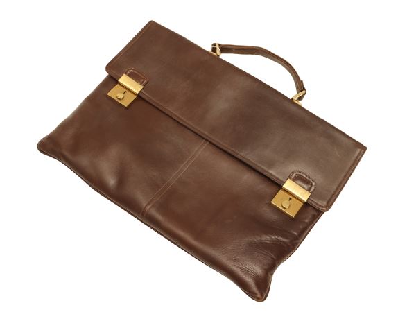 Bottega Veneta - Cartella in pelle marrone
