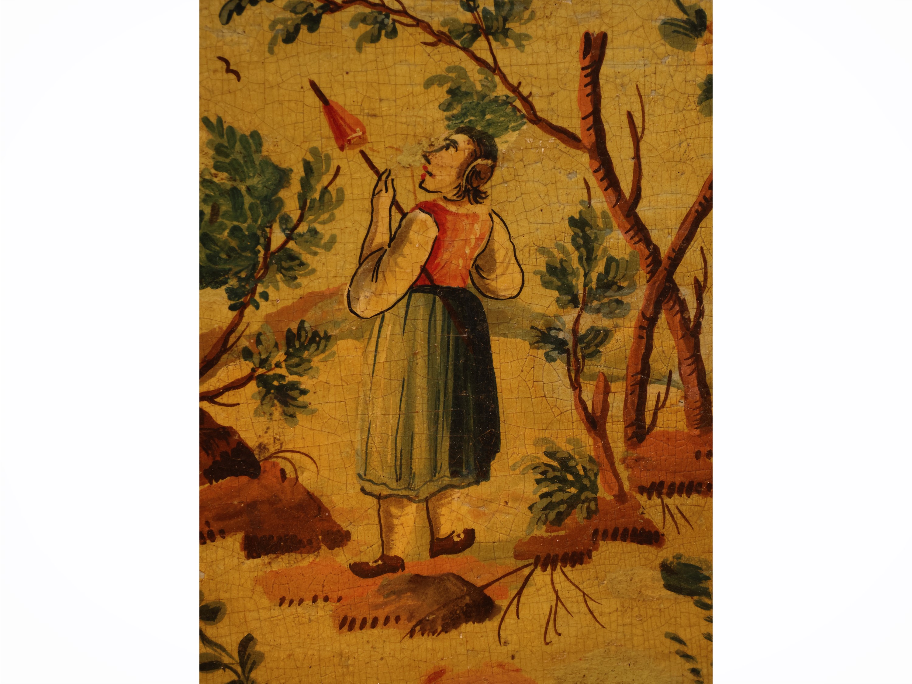Coppia di piccoli vassoi in legno laccato, Veneto, XIX/XX secolo