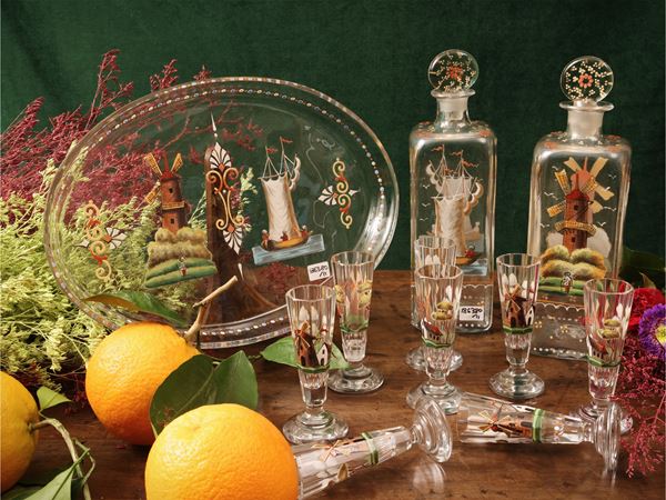 Servizio da liquore in vetro trasparente