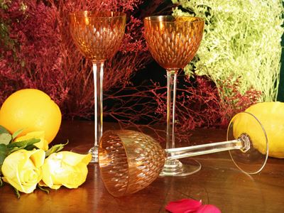 Serie di Sei Calici in Cristallo Bicolore, Modello Paris, Baccarat