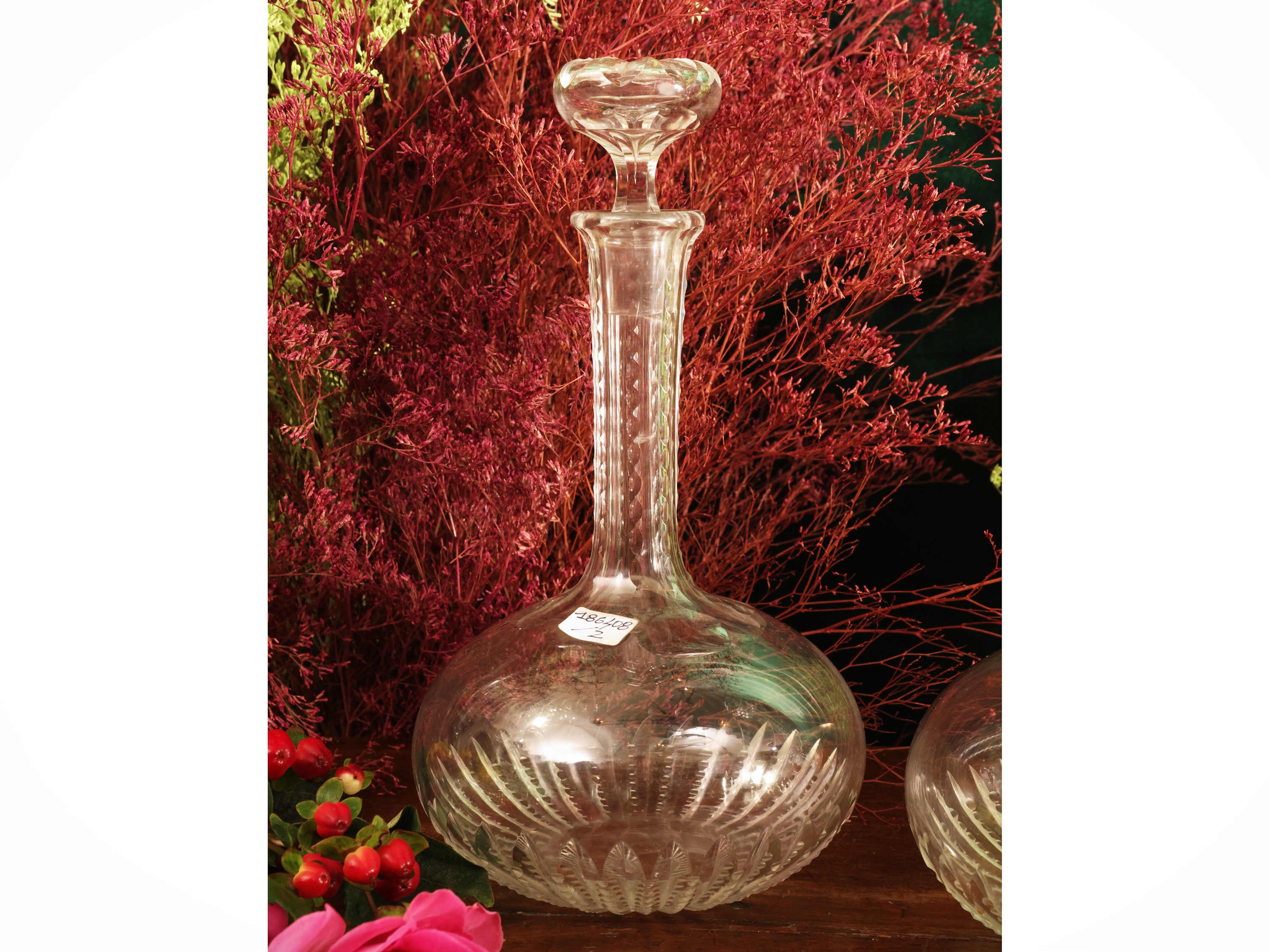 Coppia di bottiglie da vino in cristallo Baccarat