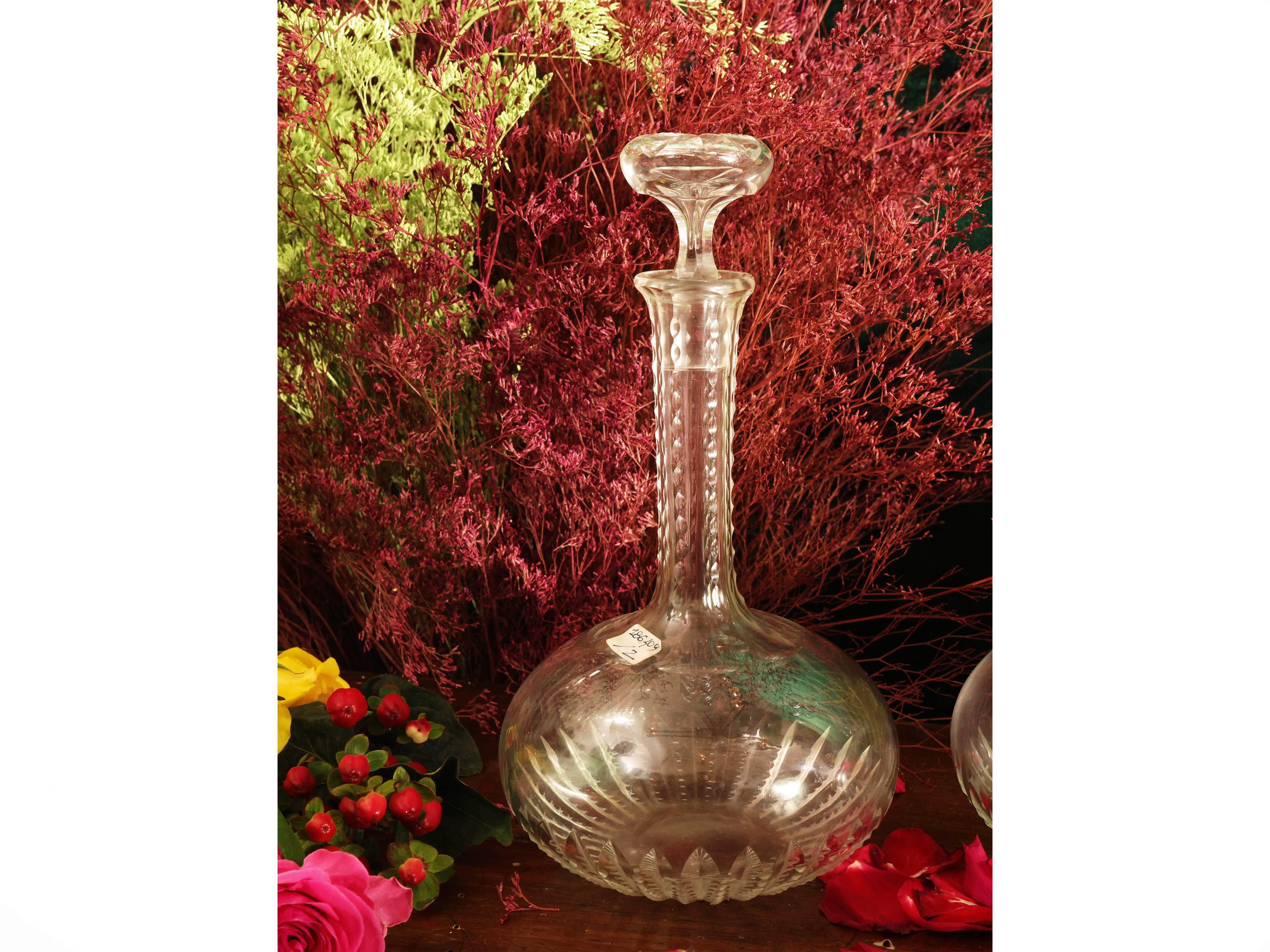 Coppia di bottiglie da vino in cristallo Baccarat
