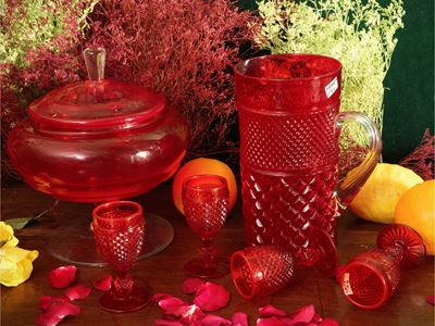 Set da Aperitivo in Vetro Rosso