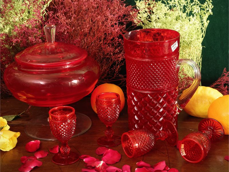 Set da Aperitivo in Vetro Rosso