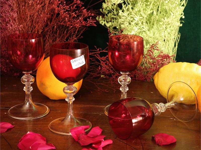 Serie di dodici calici da vino liquoroso in cristallo Baccarat
