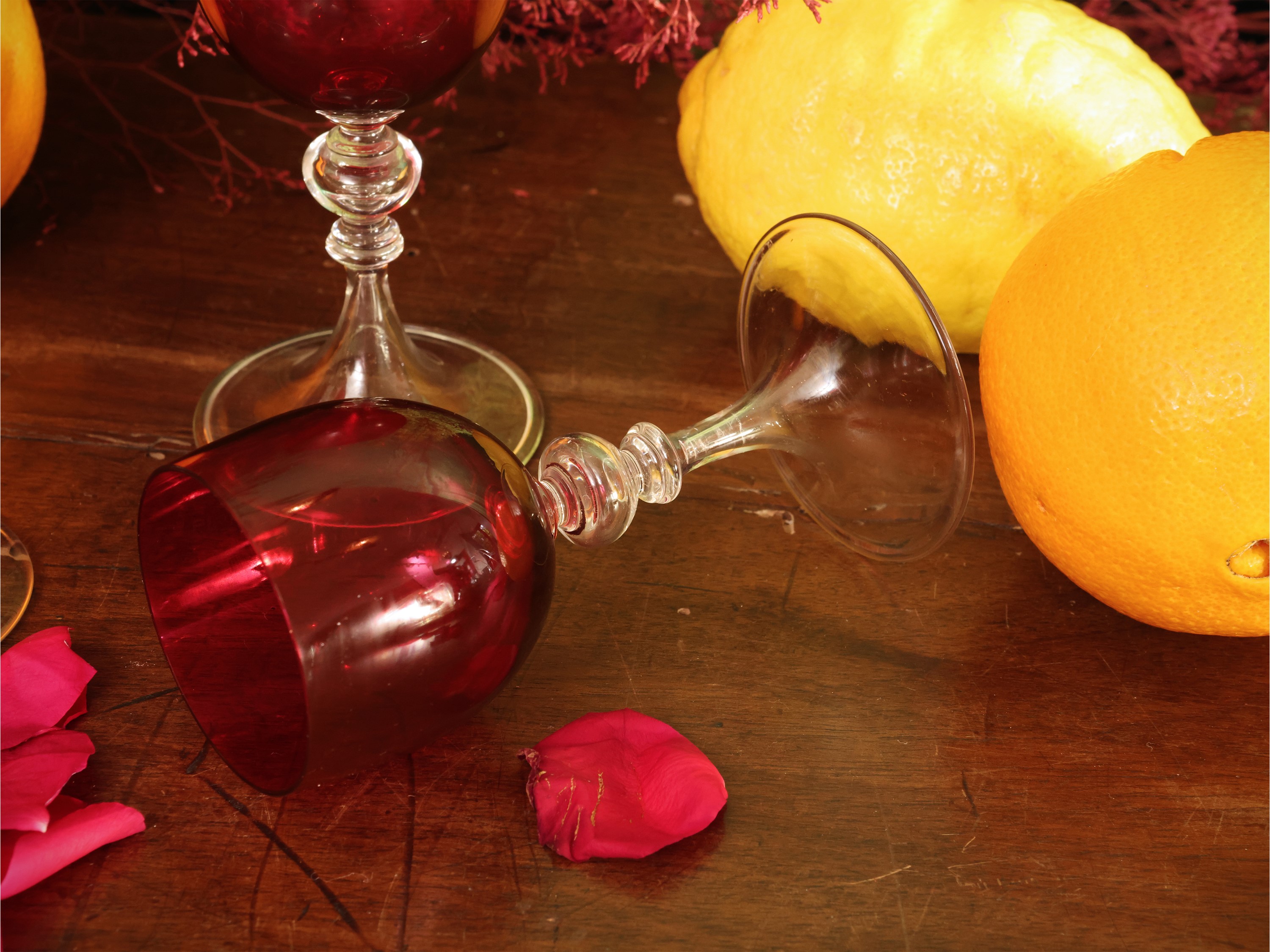 Serie di dodici calici da vino liquoroso in cristallo Baccarat
