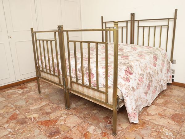 Pair of brass twin beds