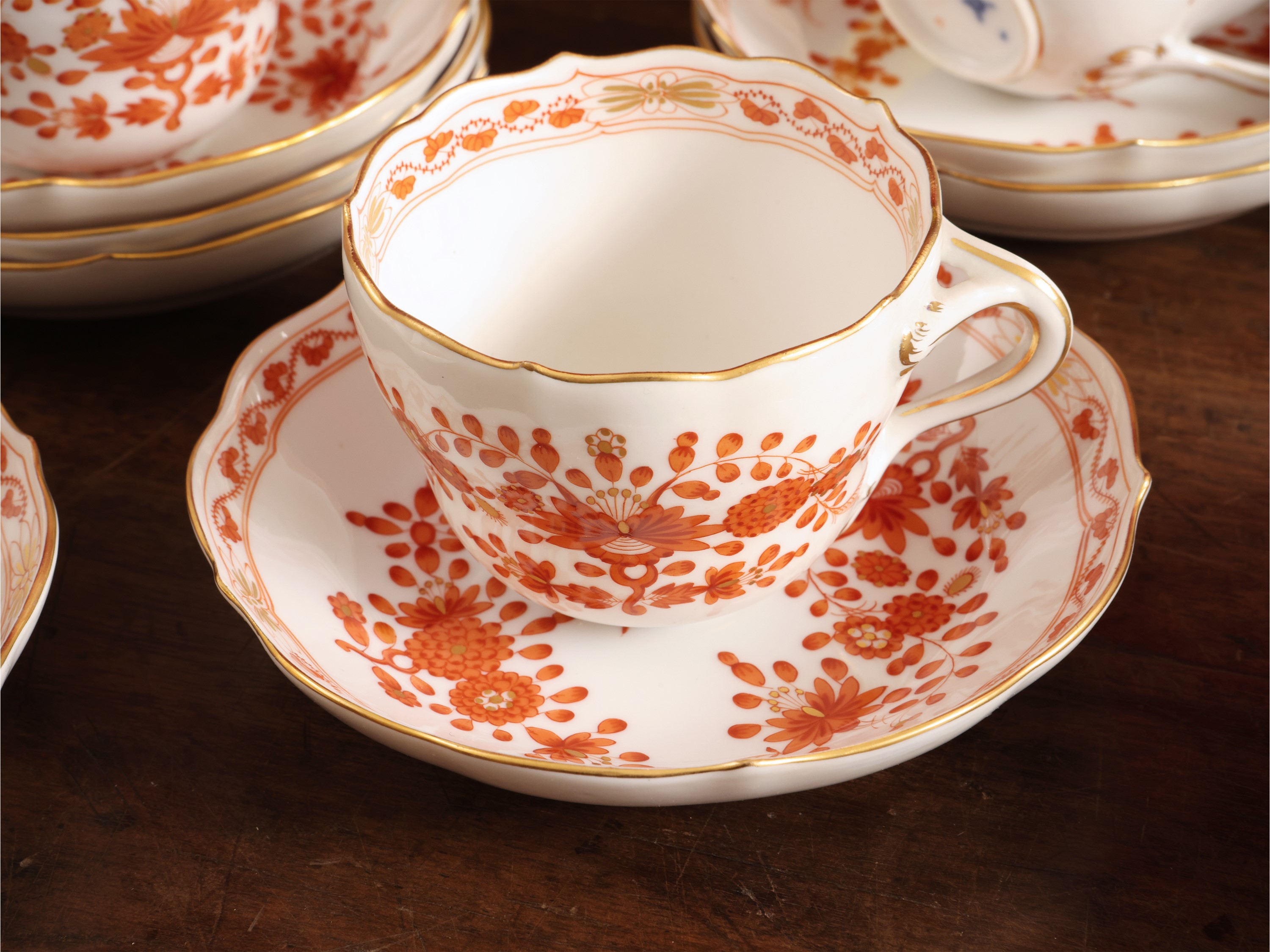 Serie di Dodici Tazzine da Caffè in Porcellana, Decoro Indische Blumen, Meissen