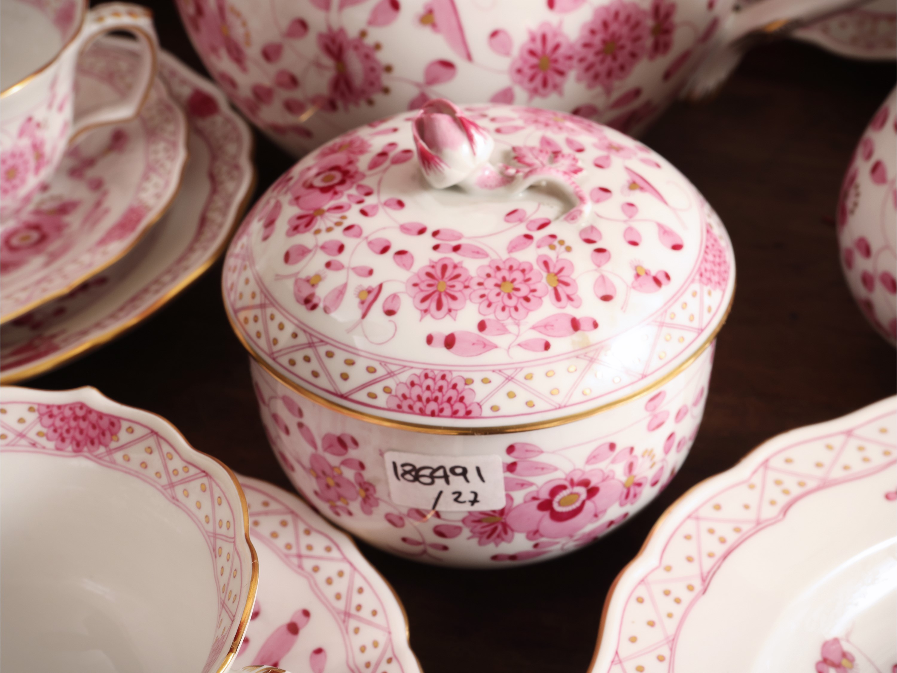 Servizio da Tè in Porcellana, Decoro Indische Blumen, Meissen