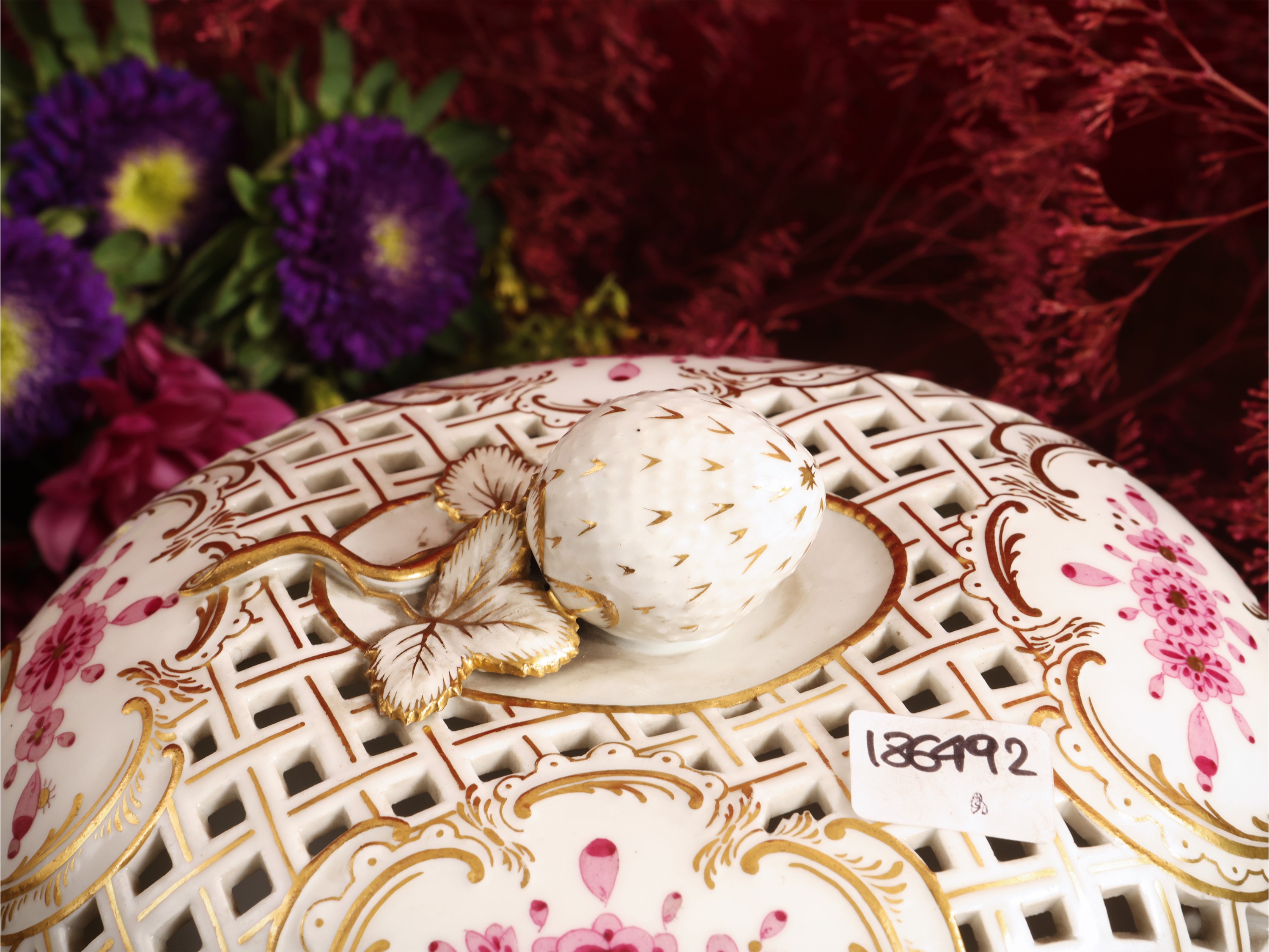Cestino per Fragole in Porcellana, Decoro Indische Blumen, Meissen