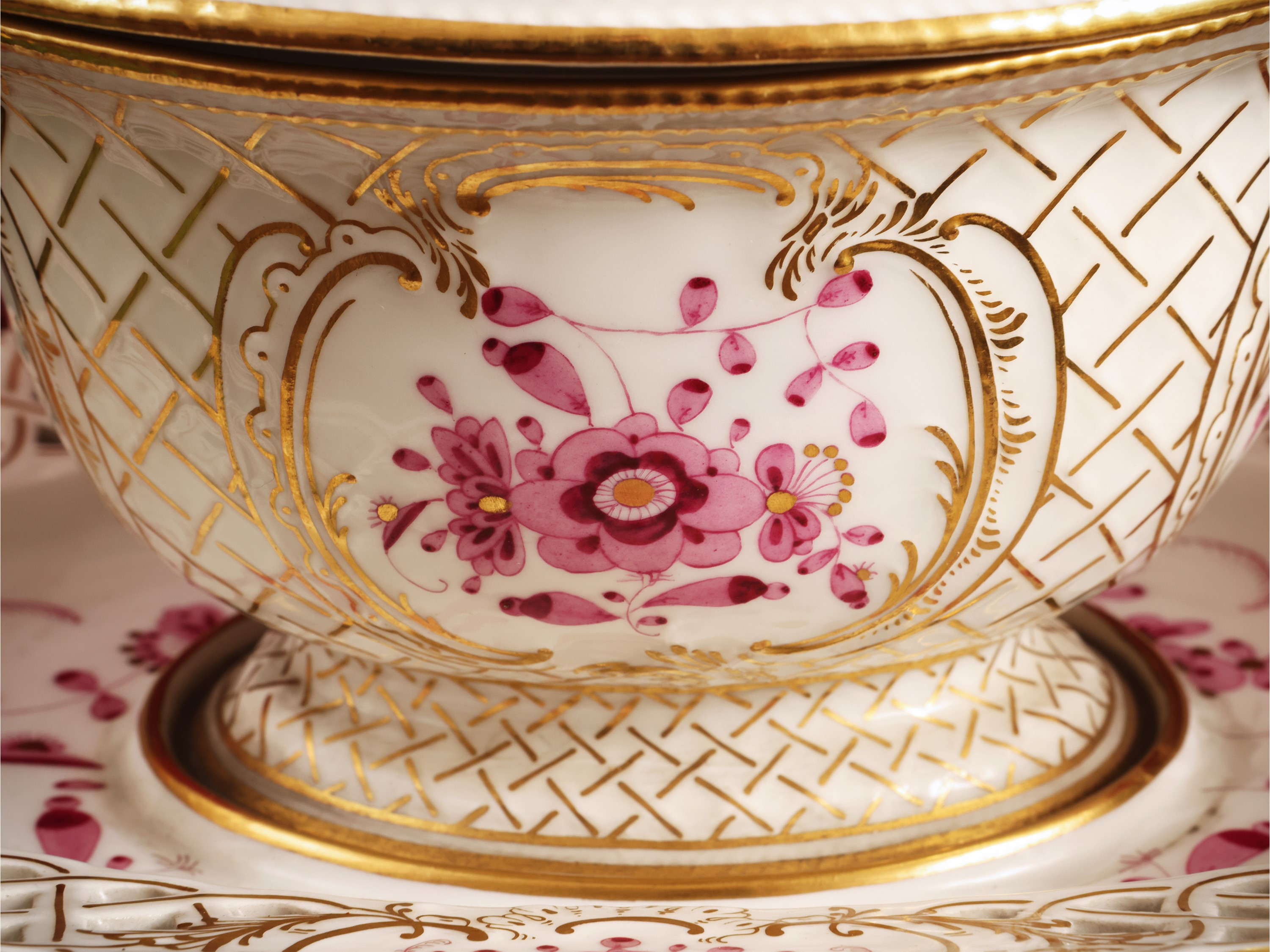 Cestino per Fragole in Porcellana, Decoro Indische Blumen, Meissen