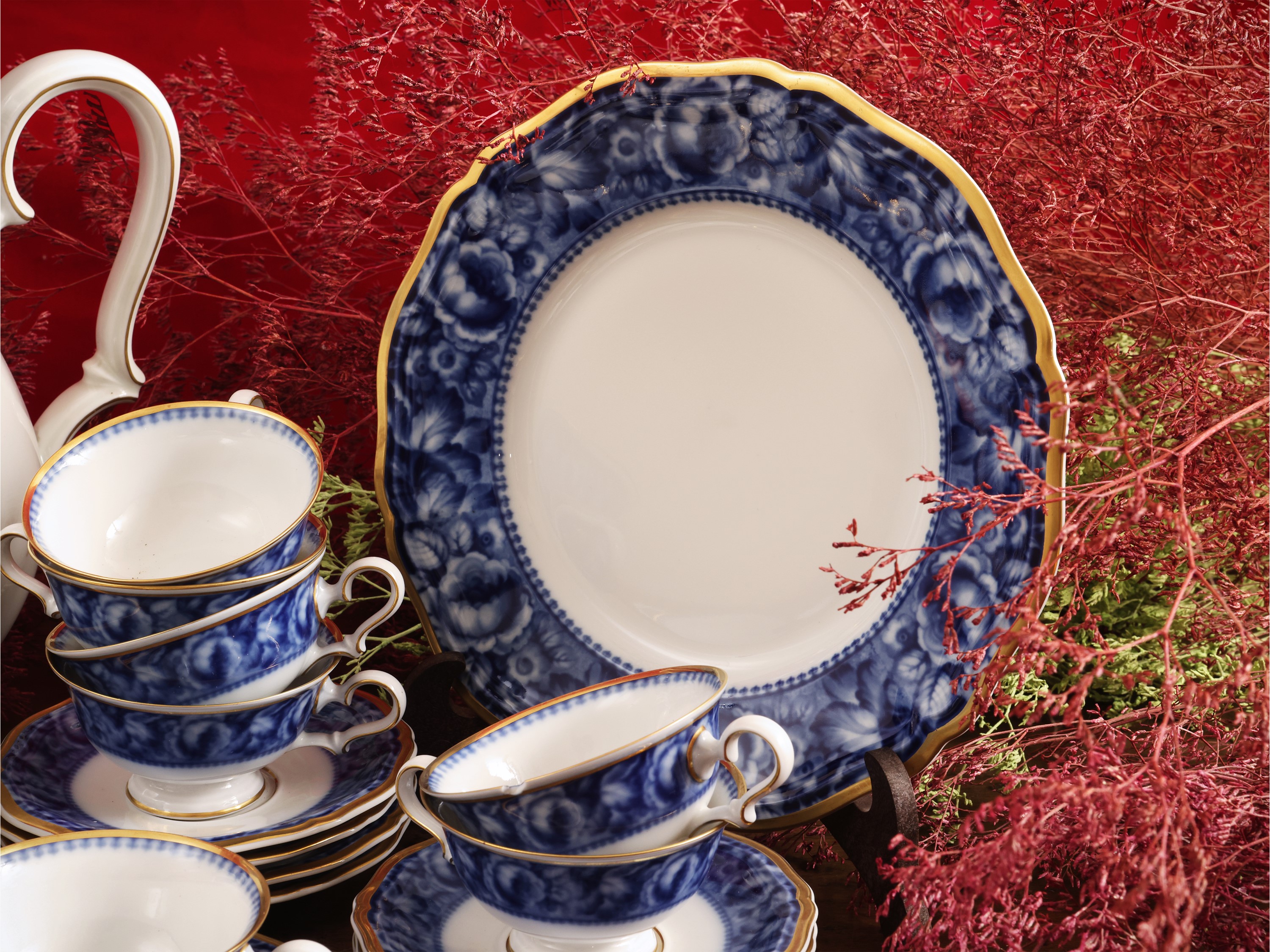 Servizio da Caffè in Porcellana, Decoro Bleu Royal, Rosenthal