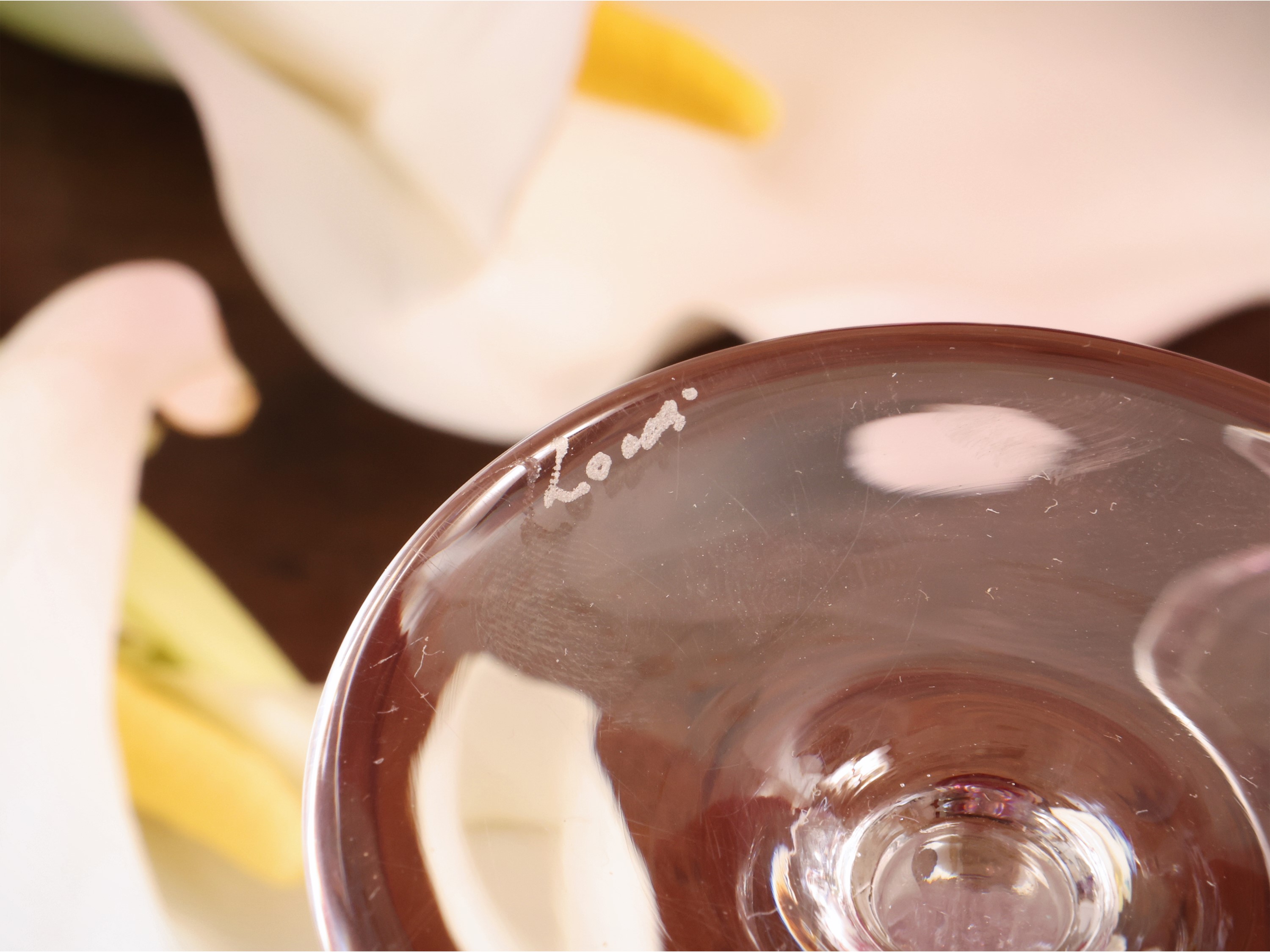 Serie di dodici calici da vino in cristallo doppio color rubino, Locchi Firenze