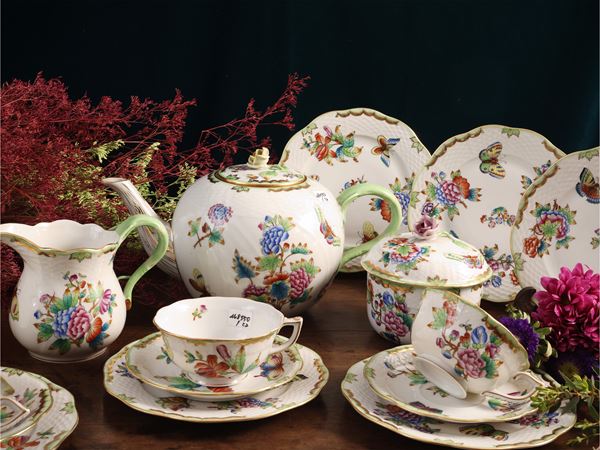 Set da tè in porcellana, decoro Queen Victoria, Herend