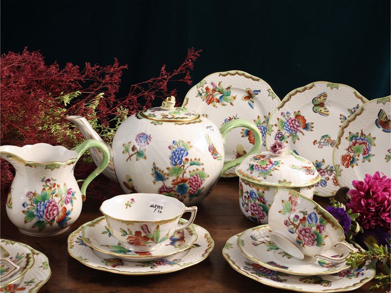 Set da Tè in Porcellana, Decoro Queen Victoria, Herend