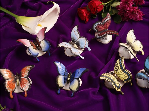 Eight porcelain placeholder butterflies, Rosenthal
