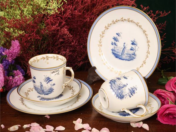 Set da colazione in porcellana, Paesaggi e figure, Richard Ginori