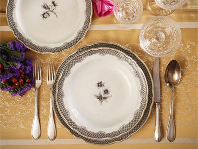 Servizio di Piatti in Porcellana, Decoro Gray Shell, Limoges