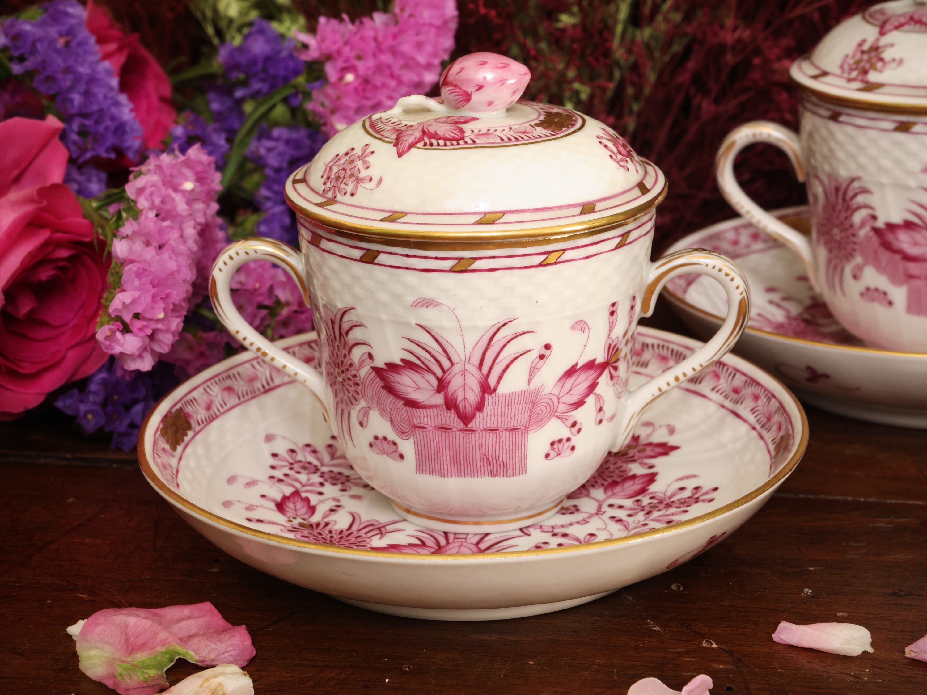 Serie di Dodici Cremiere in Porcellana, Decoro Indian Basket, Herend