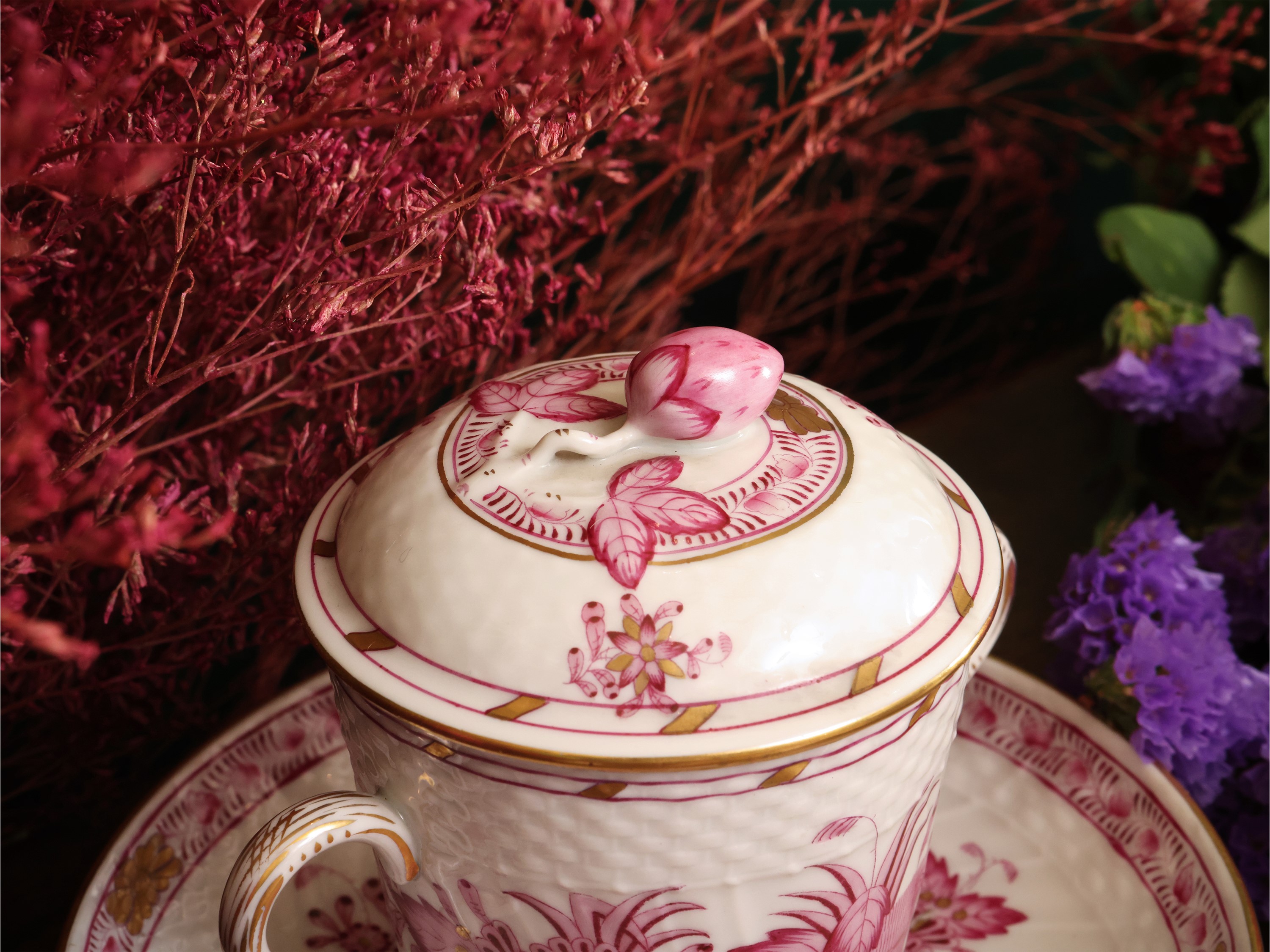 Serie di Dodici Cremiere in Porcellana, Decoro Indian Basket, Herend