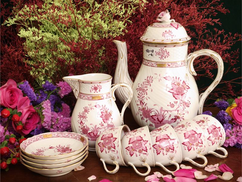 Set da caffè in porcellana, decoro Indian Basket, Herend