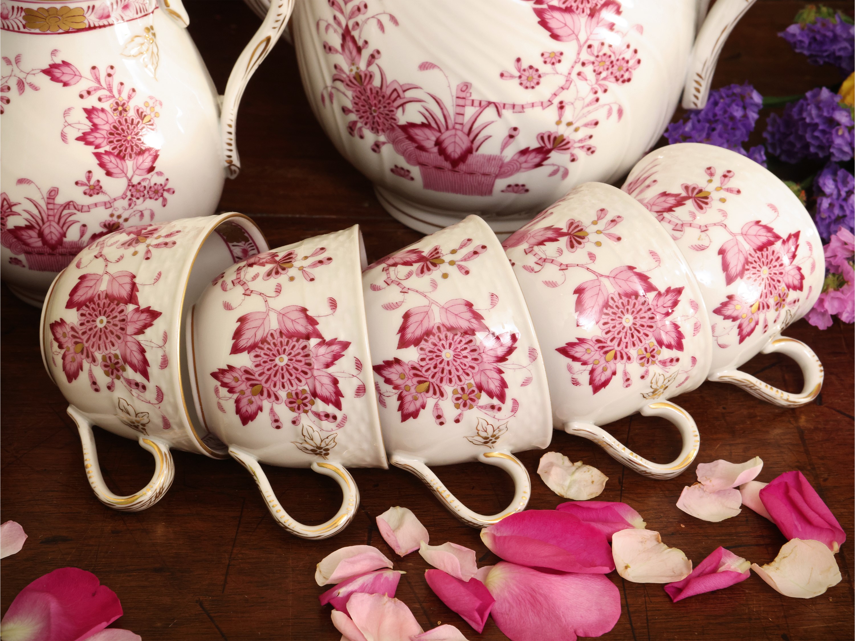 Set da caffè in porcellana, decoro Indian Basket, Herend