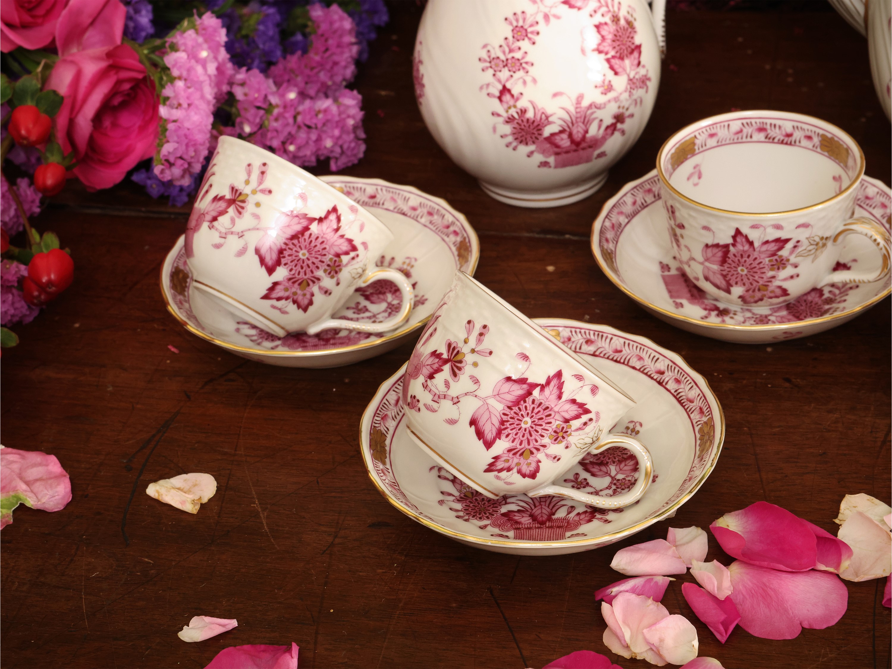 Set da caffè in porcellana, decoro Indian Basket, Herend