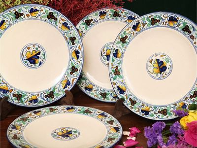 Serie di Dieci Piattini in Ceramica Smaltata, Cantagalli