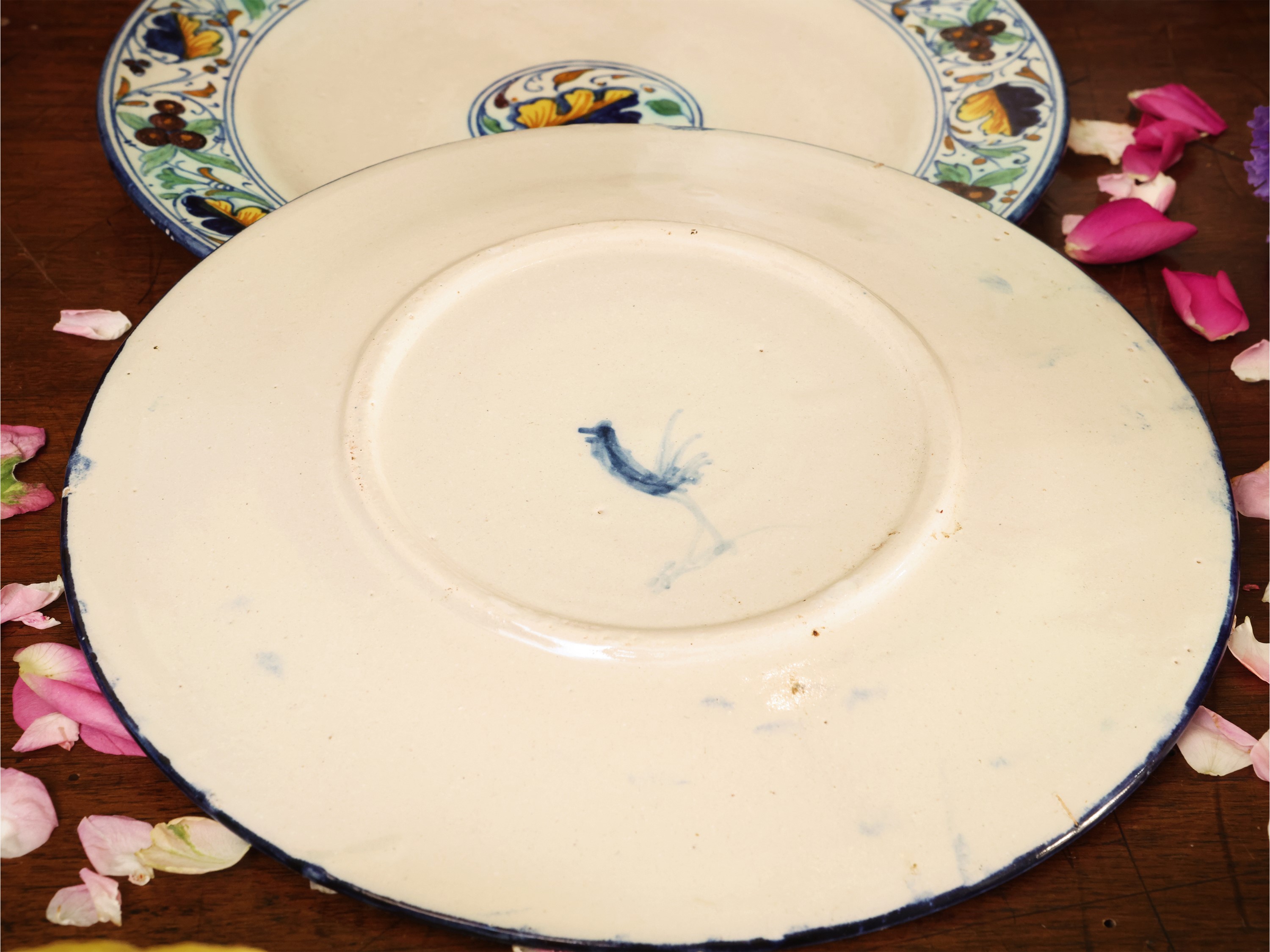 Serie di Dieci Piattini in Ceramica Smaltata, Cantagalli