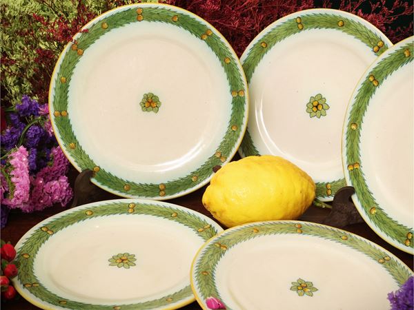 Series of fifteen glazed ceramic saucers, Cantagalli