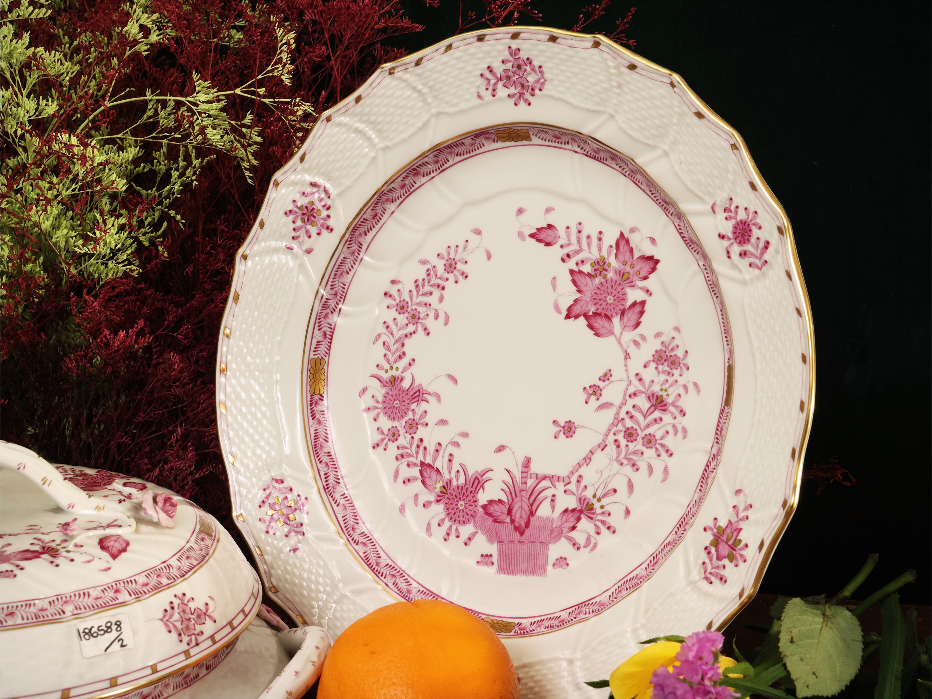 Zuppiera in porcellana, decoro Indian Basket, Herend