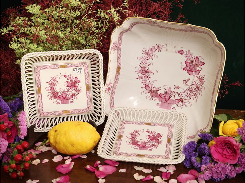 Set in Porcellana, Decoro Indian Basket, Herend