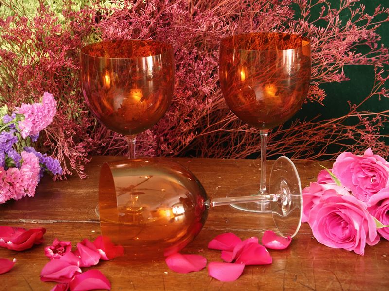 Serie di otto calici in cristallo, Ruby, Baccarat