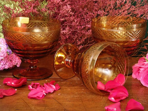 Series of eight amber glass sorbet cups