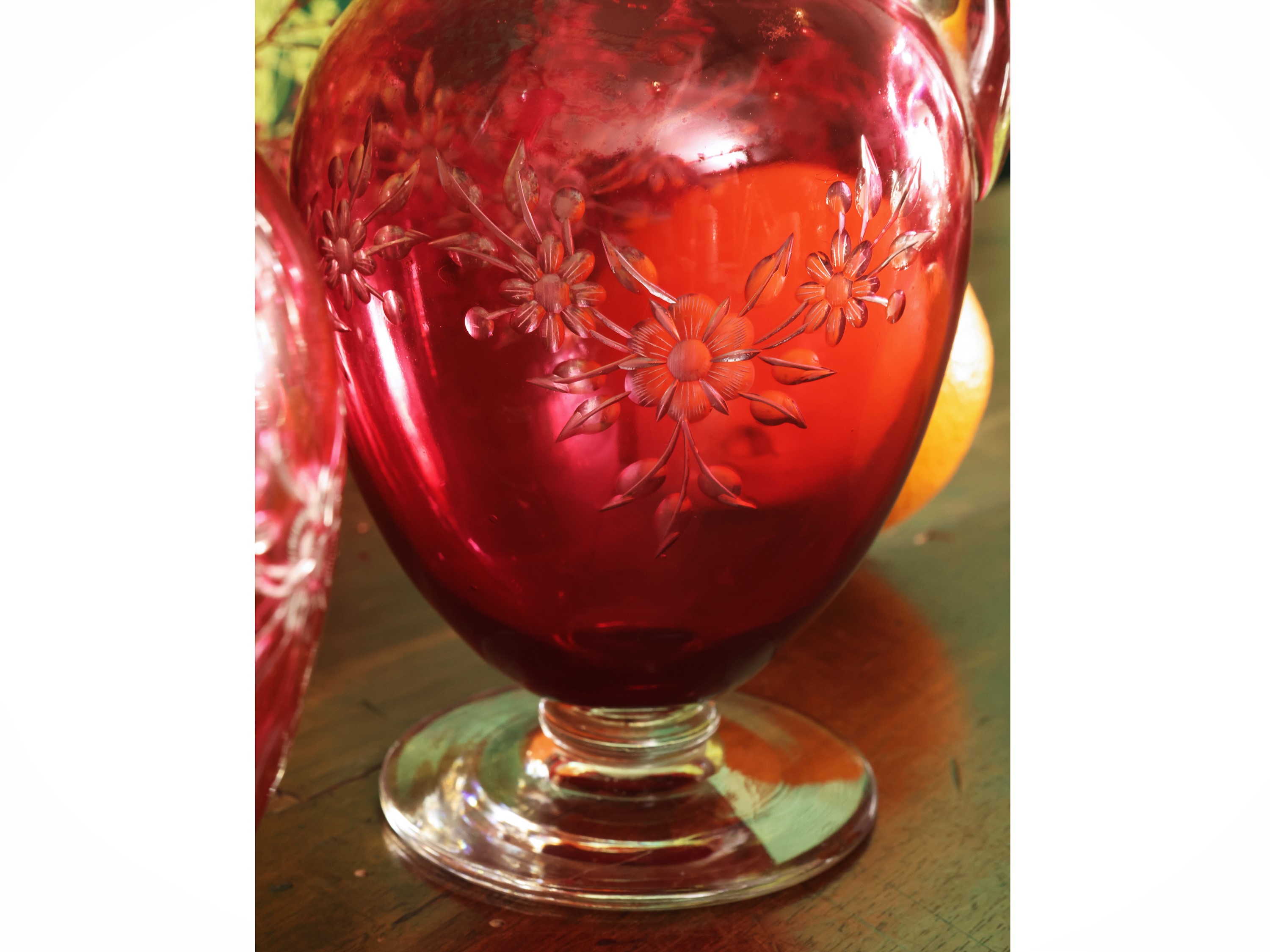 Coppia di Caraffe da Vino in Cristallo Rosso Baccarat