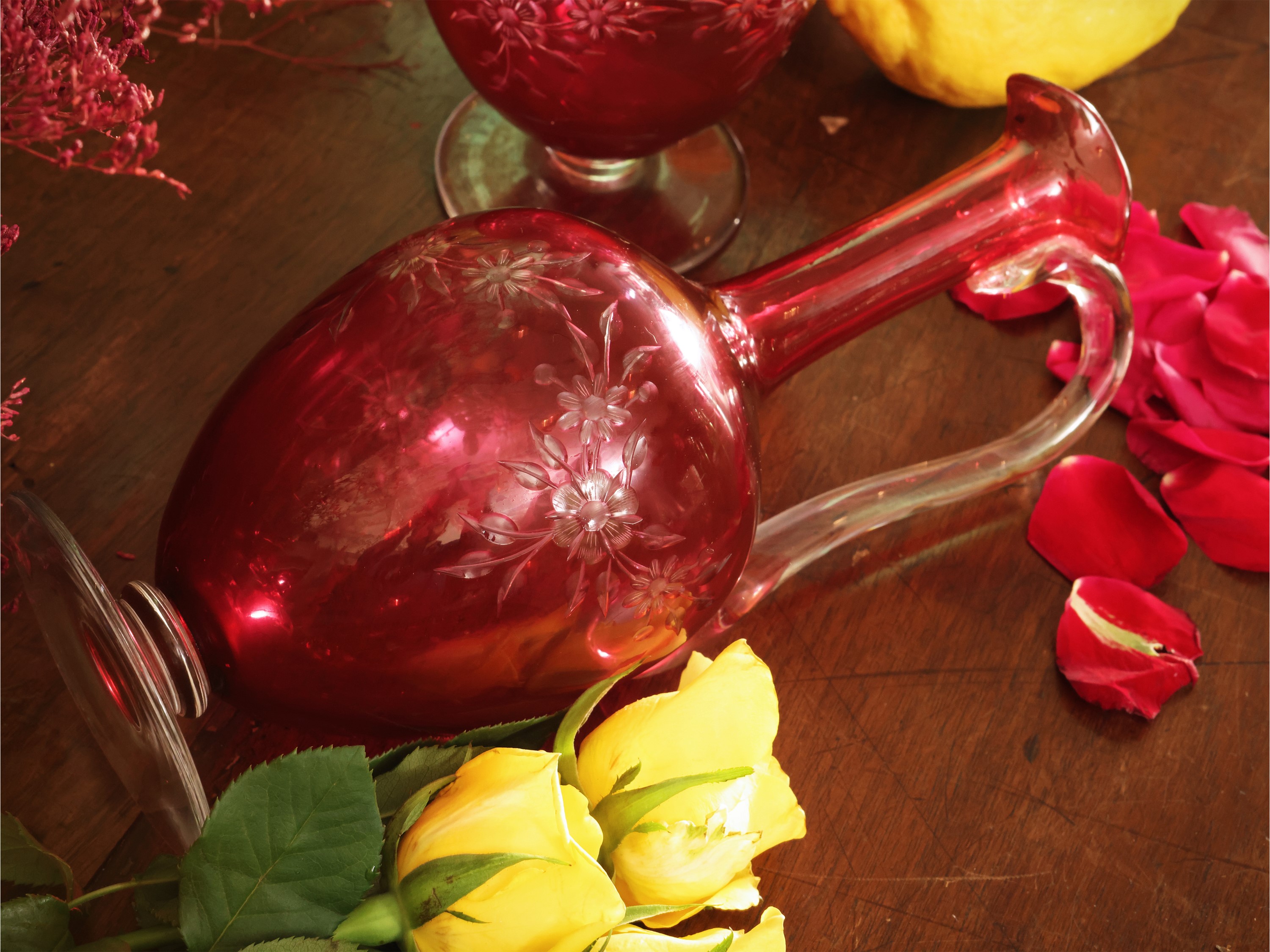 Coppia di Caraffe da Vino in Cristallo Rosso Baccarat