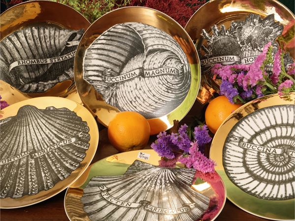 Series of six porcelain plates, Conchyliorum, 1950-1955