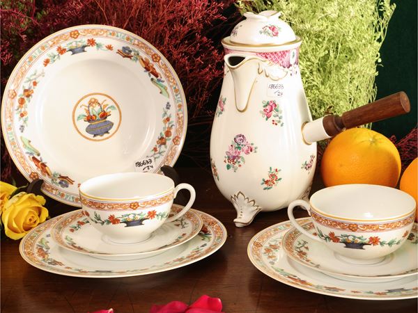 Chocolate service, "A la Corbeille", in Haviland Limoges porcelain