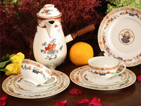 Servizio da cioccolata, "A la Corbeille", in porcellana Haviland Limoges