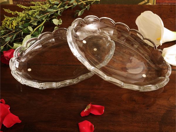 Coppia di vassoi in cristallo pesante, Baccarat