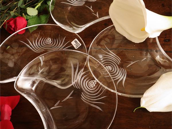 Twelve crystal salad lunettes, Lalique