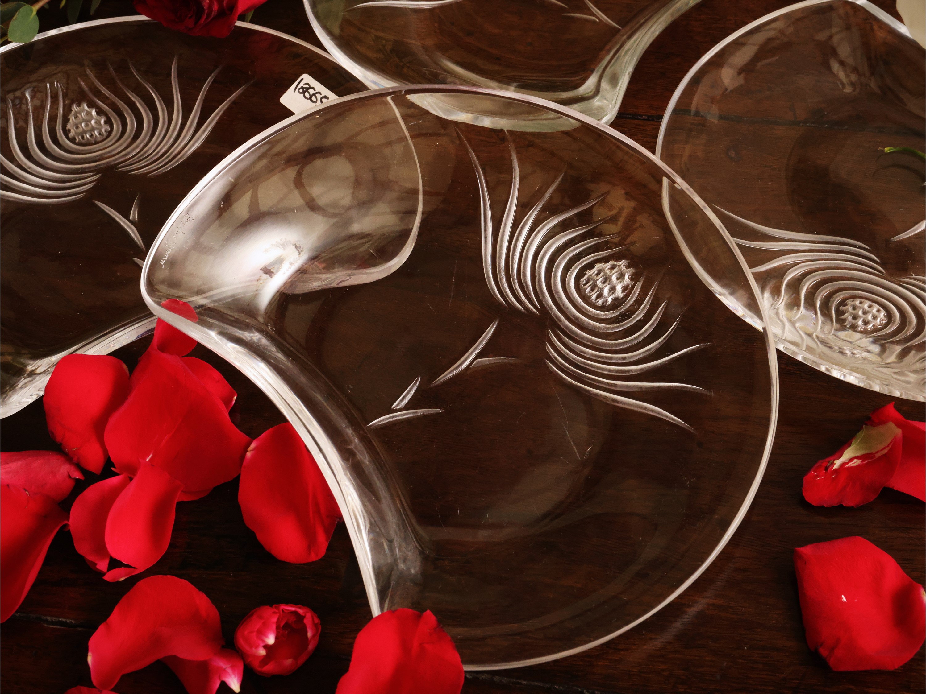Dodici lunette da insalata in cristallo, Lalique