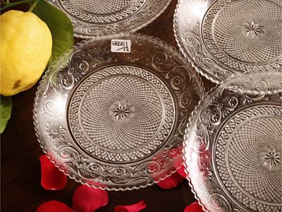 Dodici Piattini in Vetro Pressato, Modello Arabesque, Baccarat