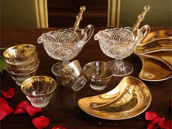 Piero Fornasetti - Series of ten golden porcelain salad lunettes