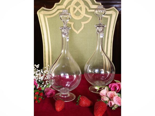 Coppia di bottiglie da vino in cristallo, Baccarat