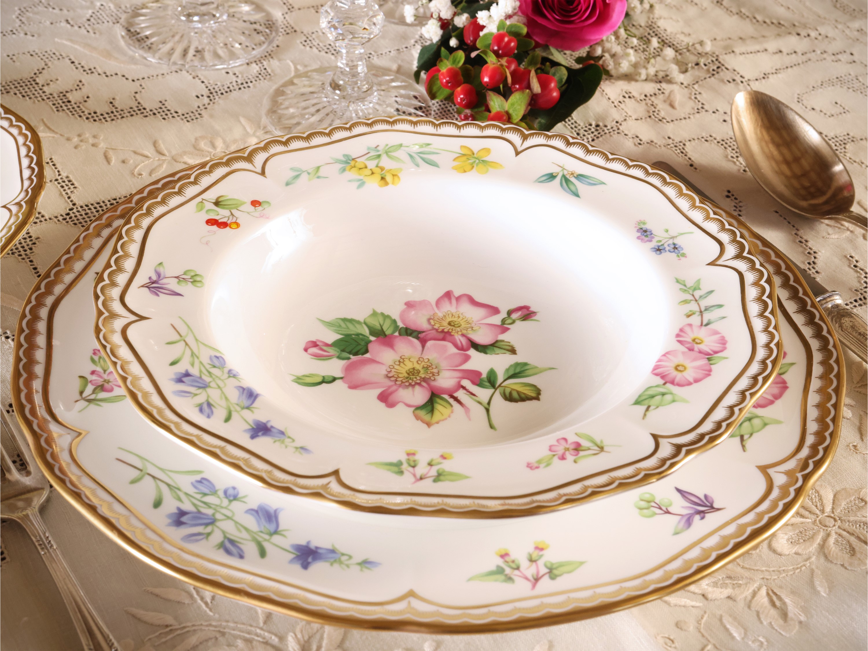 Servizio di Piatti in Porcellana, Decoro Sandringham, Royal Worcester