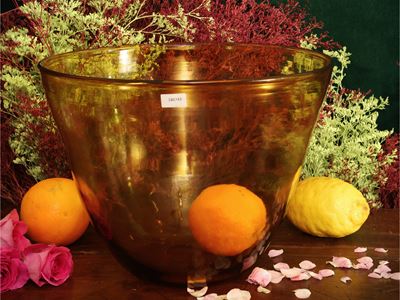 Grande Vaso in Vetro Soffiato Giallo Ambra